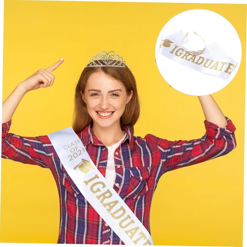 Graduation Satin Sash with Crystal Accessories for Photography and Special Occasions - Image 2